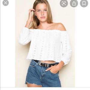 White eyelet brandy Melville off the shoulder